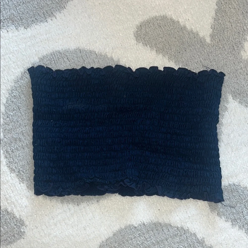 Navy Smocked Tube Top - Picture 1 of 3